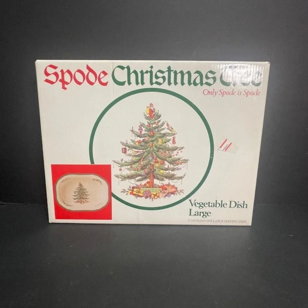 Vtg 1991 Spode Christmas Tree Large Rectangular Vegetable Dish Made in England